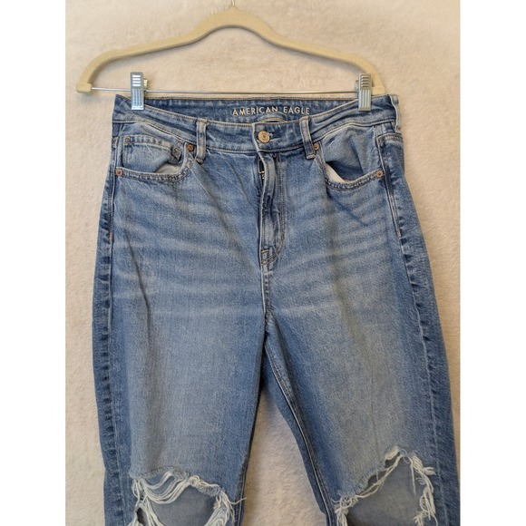 American Eagle Strigid Mom Jeans Women's Size 10 Short Distressed High Rise - Picture 2 of 12